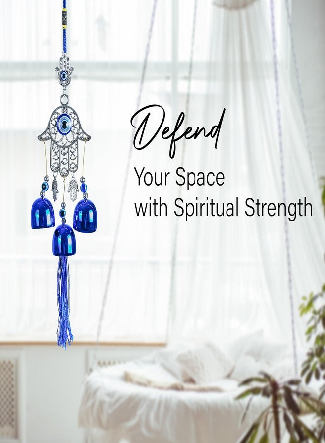 ZAICUS Blue Evil Eye Hamsa Palm Wall Hanging with Nazar Battu & 3 Bells – Protective Charm for Good Luck, Prosperity, and Positive Energy in Your Home, Office, and Car - Image 4