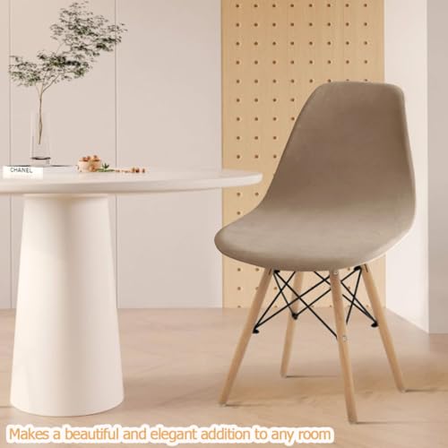 Bifaunvogel Shell Chair Covers Velvet Mid Century Modern Dining Chair Covers Stertch Dining Room Shell Side Chair Slipcovers Lounge Armless Chairs Covers for Kitchen Dining Room Set of 2 Camel - Image 2