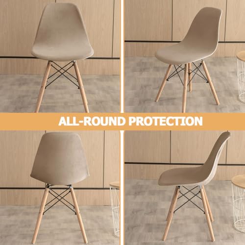 Bifaunvogel Shell Chair Covers Velvet Mid Century Modern Dining Chair Covers Stertch Dining Room Shell Side Chair Slipcovers Lounge Armless Chairs Covers for Kitchen Dining Room Set of 2 Camel - Image 5