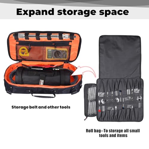 Hutexico 20" UTV Drive Belt Storage Bag, Large Capacity Roll Bar Storage Bag Heavy Duty Tool Bag with Reflective Strip Compatible with All UTV ATV - Image 2