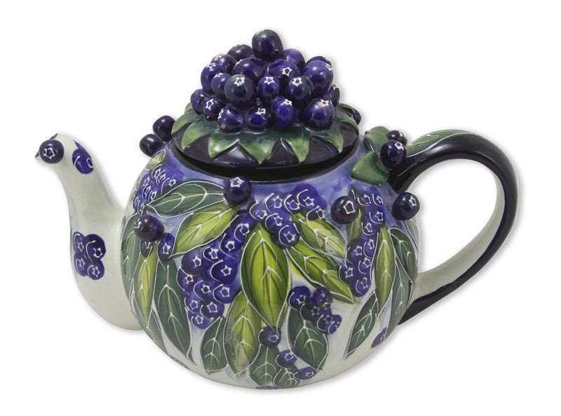 Blue Sky Ceramic Blueberry Teapot, 10 x 6.5 x 7" - Image 5
