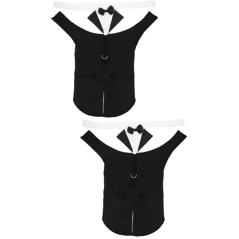 2 Sets Dog Tuxedo Bandana Dogs Formal Tuxedo Pet Wedding Party Suit Tie - Image 1