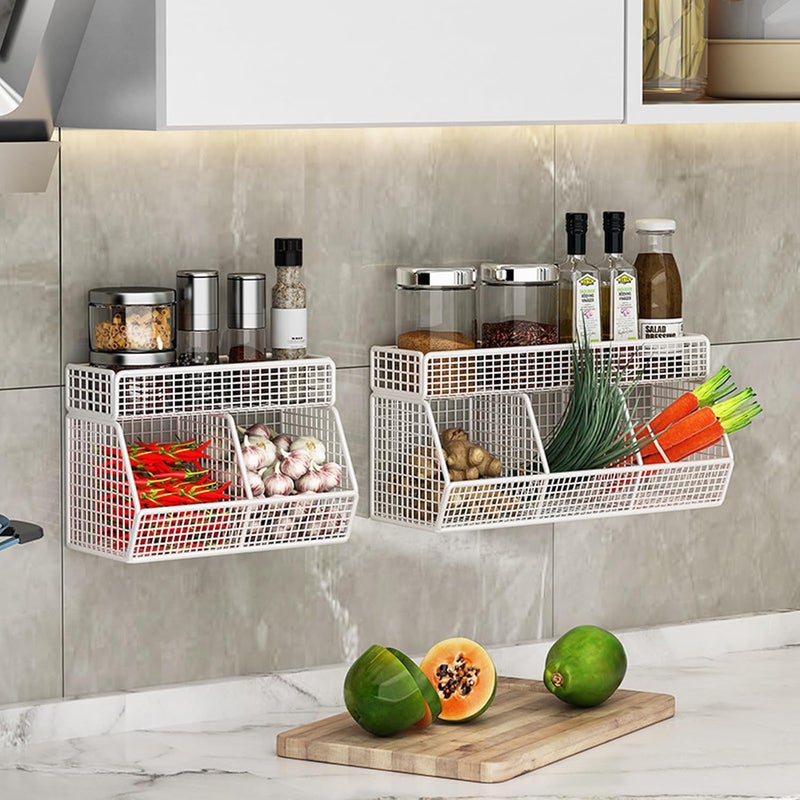 Stylish Wall Hanging Basket Practical Storage Holder for Home Organization with Sturdy Metal Wire Construction Wall Hanging Basket - Image 2