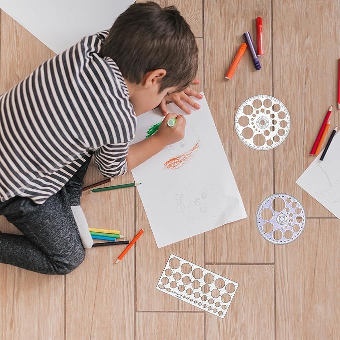 Prabhas Designs Plastic Circle Master (35 Circles), Pro Circle (25 Circles), Hyperbola- Parabola Template, Geometry Template (16 Shapes), (Set of 4) Drafting Scale Rulers for Architect,Engineering and Students - Image 3