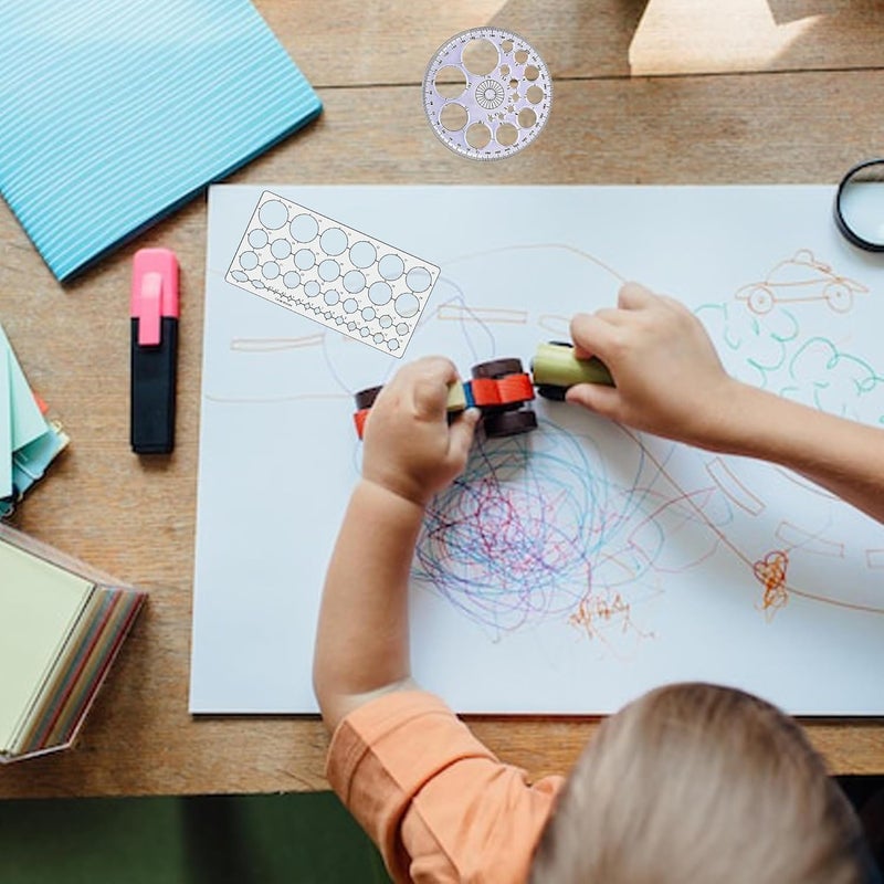 Prabhas Designs Plastic Circle Master (35 Circles), Pro Circle (25 Circles), Hyperbola- Parabola Template, Geometry Template (16 Shapes), (Set of 4) Drafting Scale Rulers for Architect,Engineering and Students - Image 2