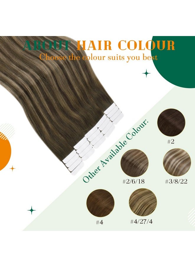 Easyouth - Tape In Extensions Human Hair Brown Balayage Tape Extensions Human Hair Darkest Brown Ombre Ash Brown Mixed Brown Tape In Hair Extensions Real Human Hair Remy 18Inch 20Pcs 40G - Image 1