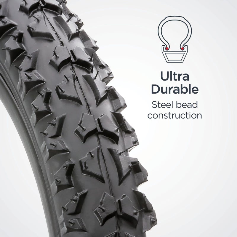 Schwinn Replacement Bike Tire, 16 x 1.95 Inch Folding Mountain Bike Tire, High Traction Knob, Durable Steel Bead Construction, Puncture Guard, Replacement for 16 Inch Kids Mountain Bicycles - Image 3