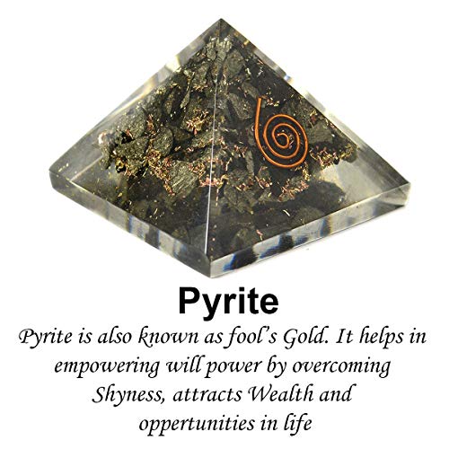Crystu Natural Pyrite Orgone Pyramid for Reiki Healing Crystal Healing Stone Orgonite Pyramid Size 40-50 mm (Color : Golden) Pack of 1 pc - Image 3