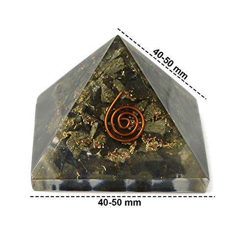 Crystu Natural Pyrite Orgone Pyramid for Reiki Healing Crystal Healing Stone Orgonite Pyramid Size 40-50 mm (Color : Golden) Pack of 1 pc - Image 4