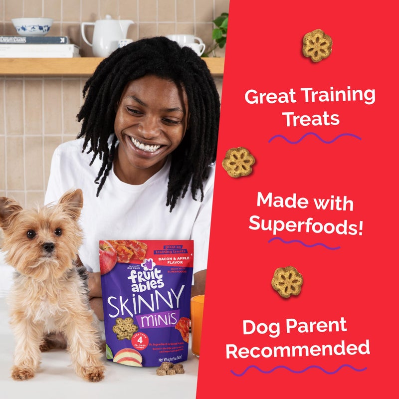 Fruitables Skinny Mini Dog Treats, Healthy Sweet Potato Treat for Dogs, Low Calorie & Delicious, Puppy Training, No Wheat, Corn or Soy, Made in the USA, Bacon and Apple Flavor, 12oz - Image 3