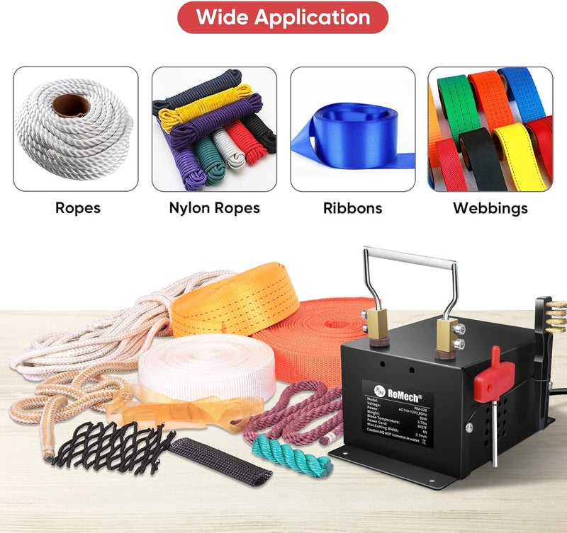 ROMECH 60W Electric Rope Cutter, Hot Knife Thermal Blade, Bench Mount Cutting Tool Kit for Braid Fabric Webbing Belting Ribbon (60W, RM-026) - Image 2