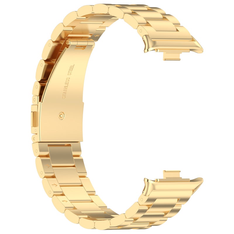 erorex For Xiaomi Smart Band 9 Pro / 8 Pro Three Bead Stainless Steel Metal Watch Band(Gold) - Image 4