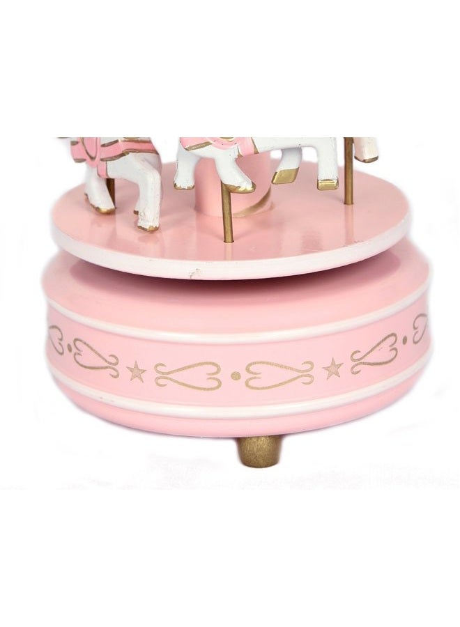 School Supplies New Pink Wooden Merry Go Round Carousel Classic Music Box Kids Girls Gift Toy - Image 5