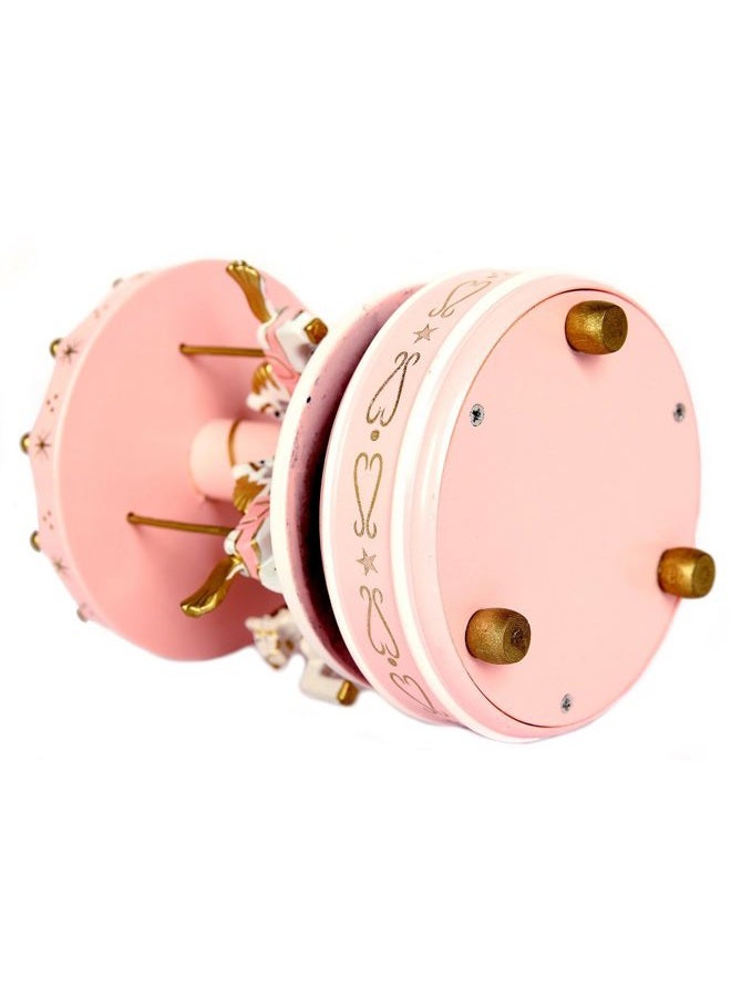 School Supplies New Pink Wooden Merry Go Round Carousel Classic Music Box Kids Girls Gift Toy - Image 4