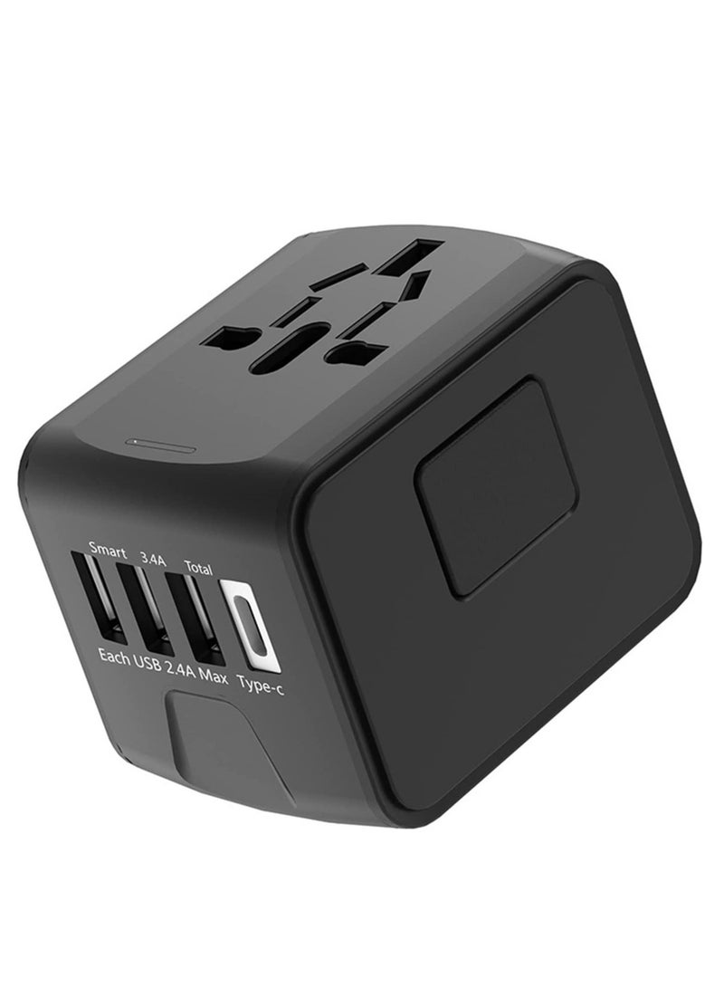 ELTRAZONE Universal Travel Adapter, All-in-one Travel Wall Charger Converter, International Power Adapter with Smart High Speed 2.4A 4 USB Ports - Image 1