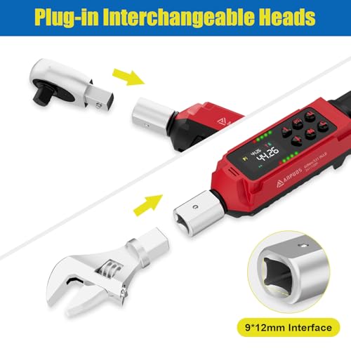 ANPUDS Adjustable Digital Torque Wrench, 0.66-44.29 Ft.lb/0.9-60 Nm, Hvac Torque Wrench with 35mm Jaw, 3/8 Drive Ratchet, ±1% Accuracy, Vibration, Buzzer and LED Indicator for Split AC, Bike, Moto - Image 2