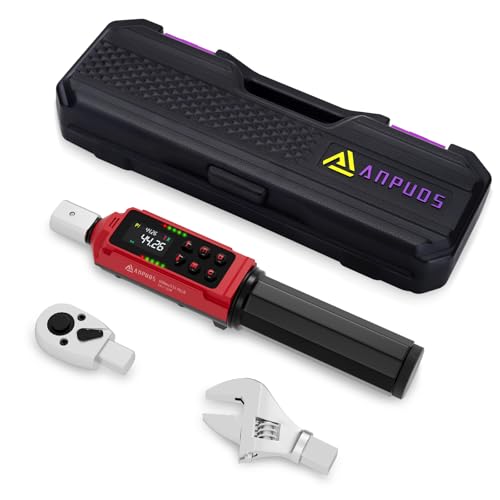 ANPUDS Adjustable Digital Torque Wrench, 0.66-44.29 Ft.lb/0.9-60 Nm, Hvac Torque Wrench with 35mm Jaw, 3/8 Drive Ratchet, ±1% Accuracy, Vibration, Buzzer and LED Indicator for Split AC, Bike, Moto - Image 1