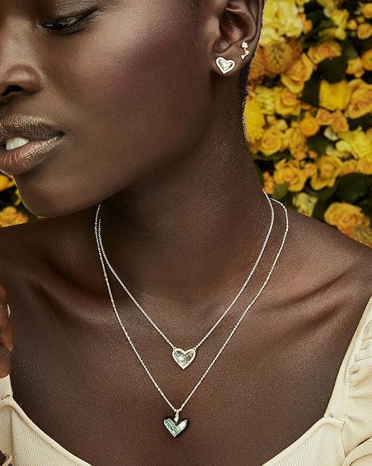Kendra Scott قلادة كندرا سكوت أري على شكل قلب للنساء، مجوهرات عصرية، مطلية بالروديوم، لؤلؤة بيضاء - Image 2