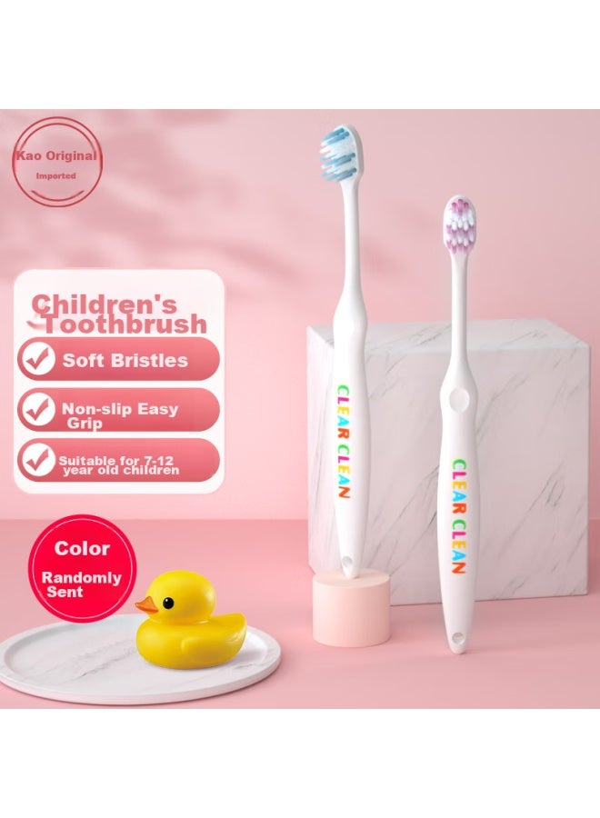 Kao Children's Toothbrush For Ages 6-12, Baby Toothbrush With Fine Soft Bristles, Student Toothbrush (set Of 2), Imported - Image 4