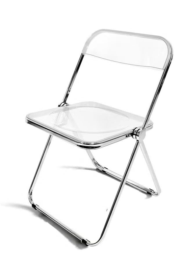 Monda Modern Acrylic Folding Chairs Transparent Folding Chairs Acrylic Chair Stackable with Crystal Plastic Seat Metal Frame Accent Side Chair for Home , Office , Wedding , Party (Transparent) - Image 5