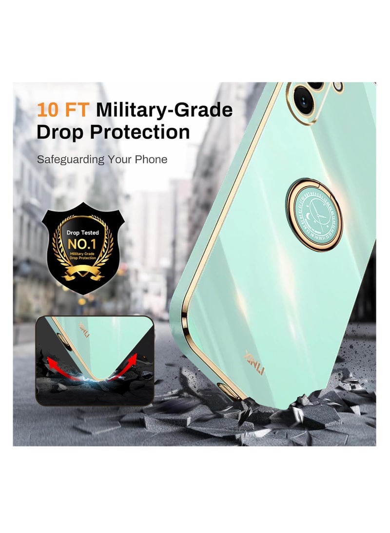 اووكاي [1+2] جراب لهاتف Xiaomi Redmi Note 13 5G مع واقي شاشة، غطاء حماية مغناطيسي مطلي بالكهرباء مع حامل حلقي، جراب أنيق رفيع مقاوم للصدمات (أسود، Note 13 5G) - Image 3