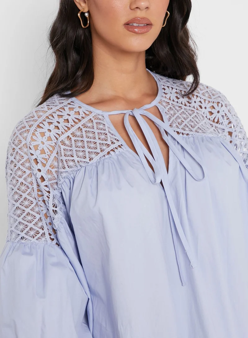 ELLA Broderie Shoulder Detail Top