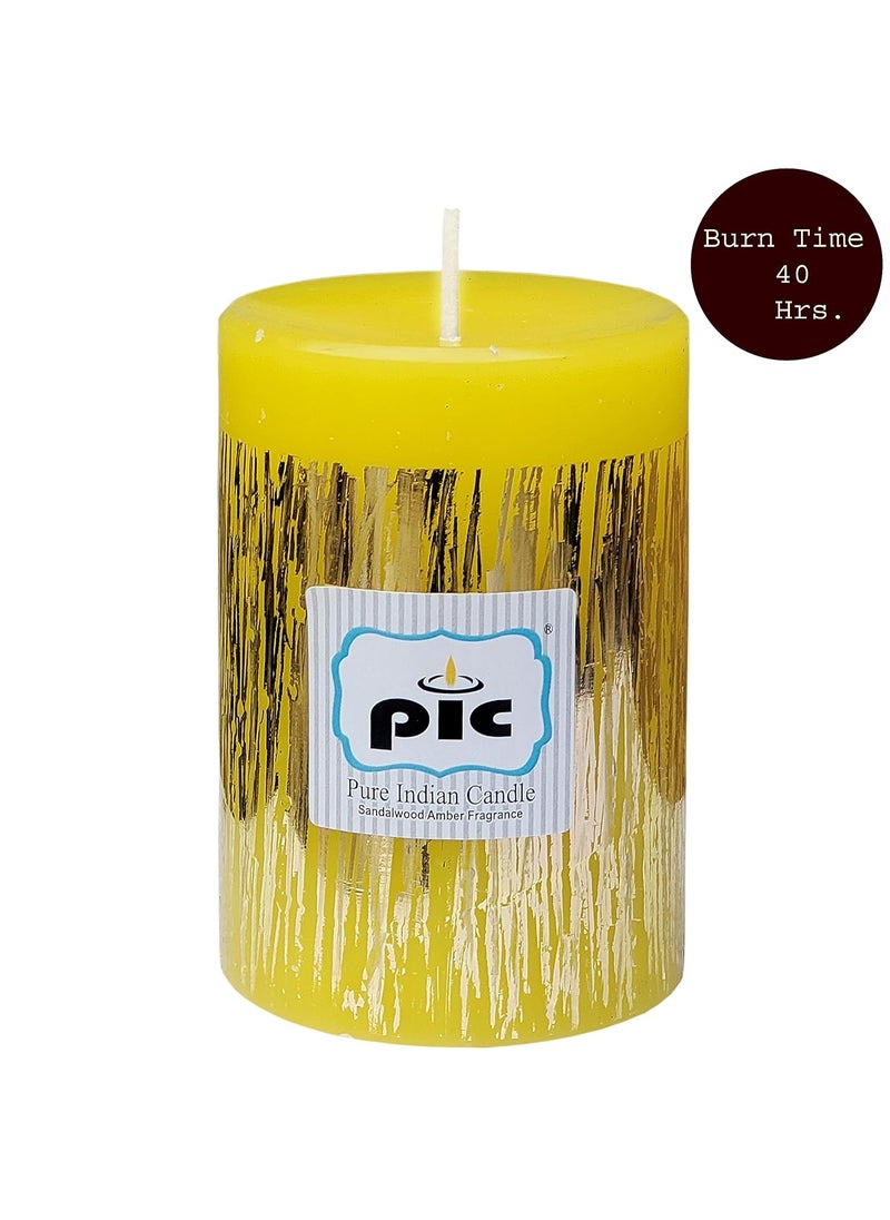 PIC PIC Pure Indian Candle Handmade Sandalwood Amber Scented Decorative Wax Pillar Candle (Pack of 3 Pcs.) PICPC42338  - Image 3