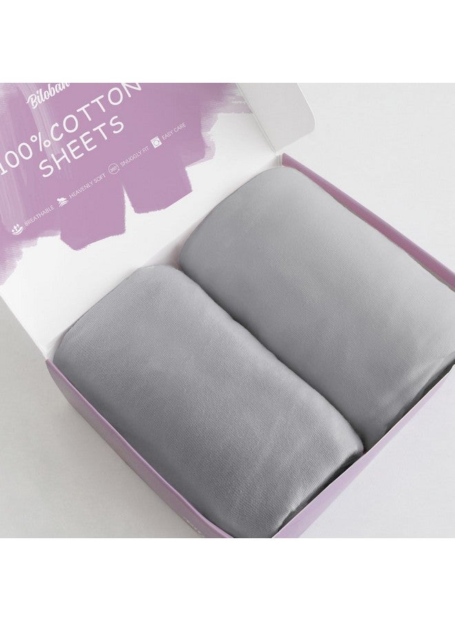 Biloban Bassinet Sheets for Maxi COSI Iora, Fodoss, BIERUM and Cloud Baby Bassinet Bedside Sleeper,100% Cotton, 2 Pack, Ultra Soft 33x20 Bassinet Fitted Sheet for Baby, Gray - Image 1
