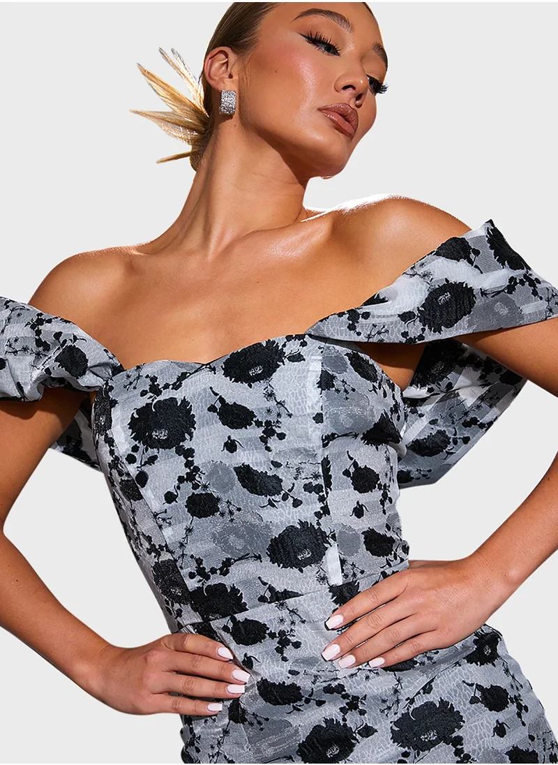 In the style Floral Bardot Bodycon Dress