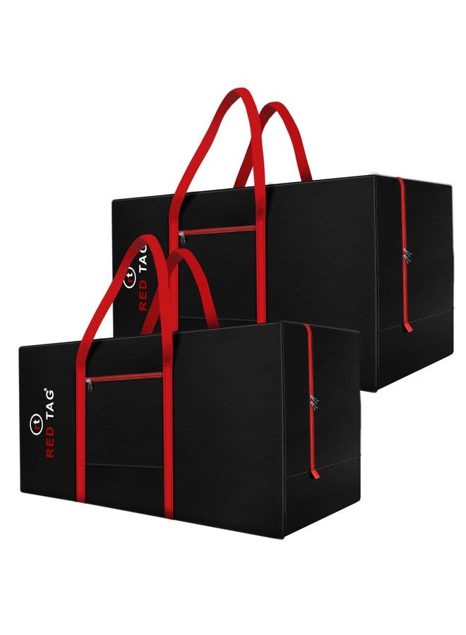 ستوريت حقيبة تخزين ألعاب/ورق قرطاسية/بطانيات/ملابس كبيرة جدًا من Storite Pack Of 2 مقاومة للرطوبة ومتينة من النايلون 1680 دينير متعددة الأغراض بسعة 236 لترًا (أحمر وأسود 113x39.5x53 سم) - Image 1