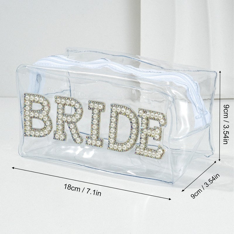 Explosions Ladies Outdoor Bag, Transparent Underarm Bag With Letters Pearl Bride For Bridesmaid Honeymoon - Image 3