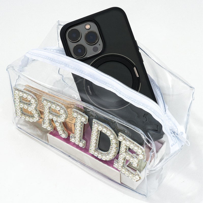 Explosions Ladies Outdoor Bag, Transparent Underarm Bag With Letters Pearl Bride For Bridesmaid Honeymoon - Image 4