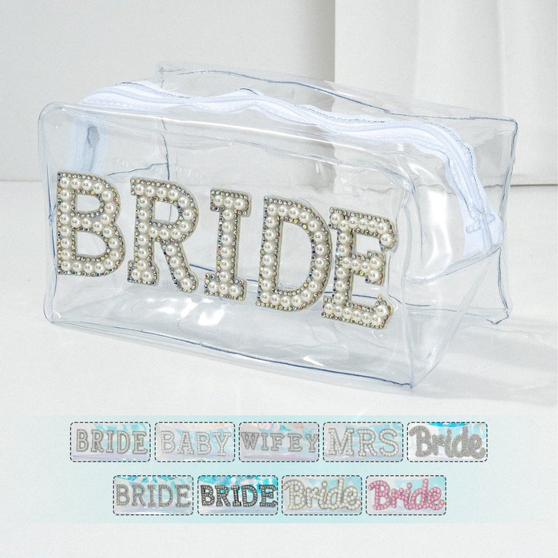 Explosions Ladies Outdoor Bag, Transparent Underarm Bag With Letters Pearl Bride For Bridesmaid Honeymoon - Image 2