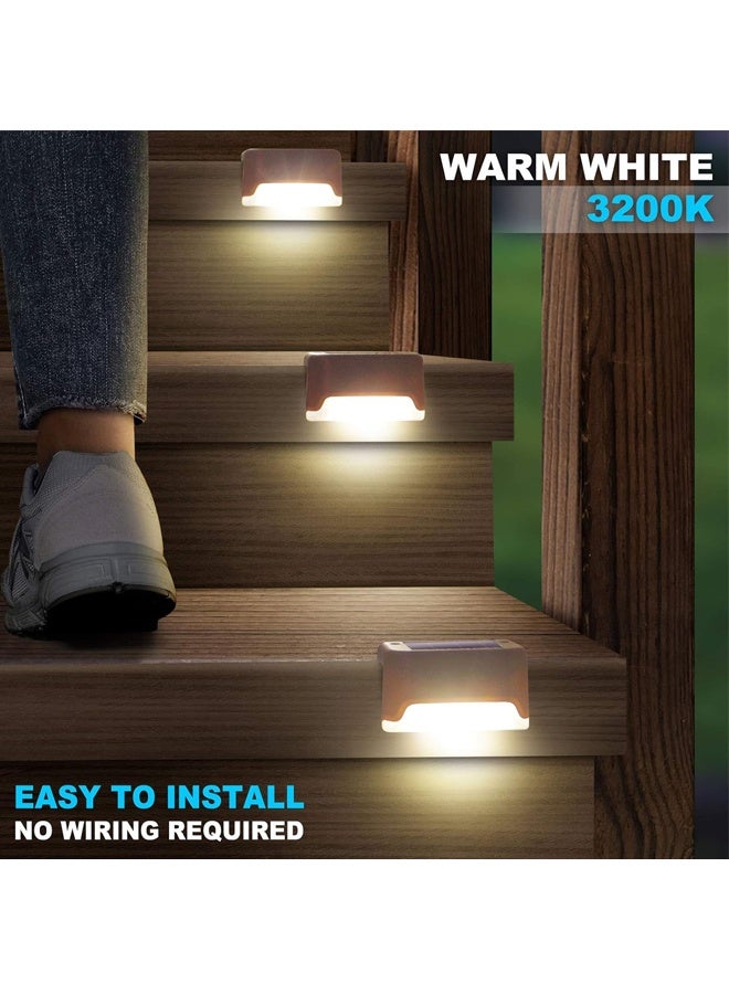 10 قطع من مصابيح السطح الشمسية الخارجية المقاومة للماء 4000 كلفن LED بيضاء دافئة للدرج والسياج والفناء والشرفة والدرابزين وإضاءة السطح الخارجية - Image 3