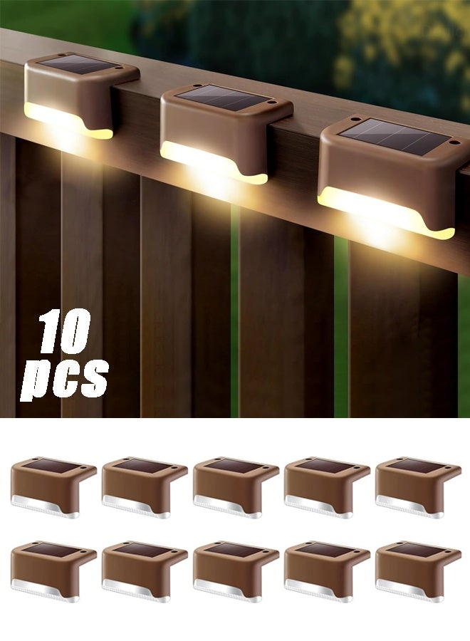 10 قطع من مصابيح السطح الشمسية الخارجية المقاومة للماء 4000 كلفن LED بيضاء دافئة للدرج والسياج والفناء والشرفة والدرابزين وإضاءة السطح الخارجية - Image 1