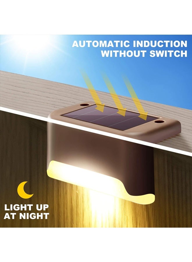 10 قطع من مصابيح السطح الشمسية الخارجية المقاومة للماء 4000 كلفن LED بيضاء دافئة للدرج والسياج والفناء والشرفة والدرابزين وإضاءة السطح الخارجية - Image 5