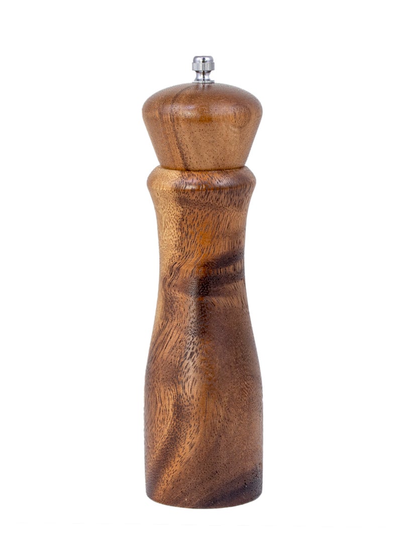 Billi Wooden Salt Pepper Mill Grinder 8 Inch Acacia Wood Manual Refillable Grinder with Stainless Steel Mechanism Adjustable Coarseness Kitchen Spice Grinder Brown - Image 5