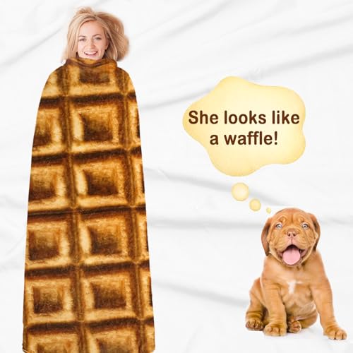 Bnuitland Waffle Funny Blanket, 300 GSM Double Sided Giant Funny Novelty Realistic Food Blanket with Pouch for Adults and Kids, Super Soft Flannel Throw - Image 2