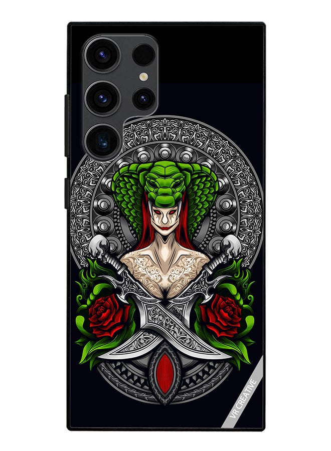 VR CREATIVE Protective Case Cover For Samsung Galaxy S24 Ultra Snake Woman Design Multicolour - Image 1