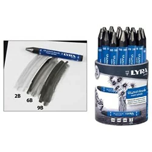 LYRA Graphite Crayons, Assorted Degrees, Water-Soluble, Set of 24 Crayons, Black (5633240) - Image 3