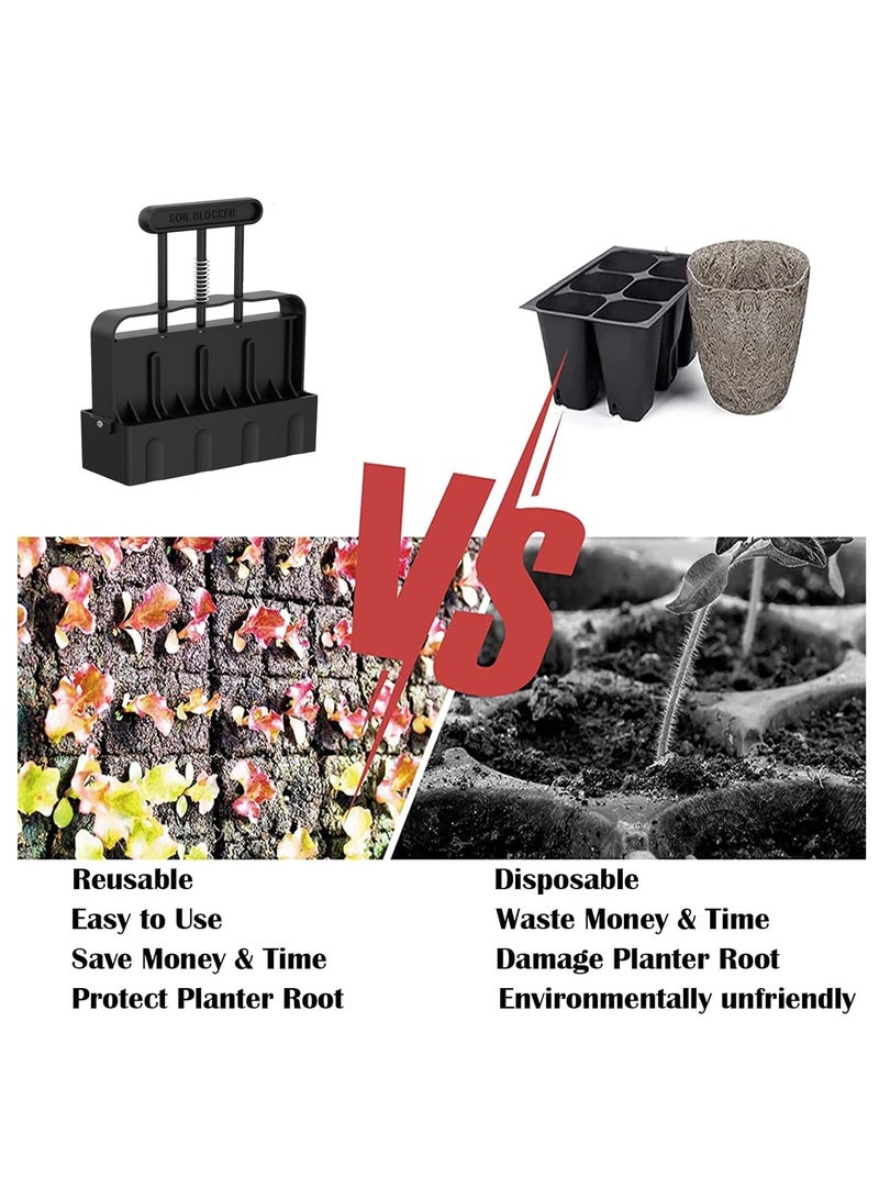 Generic Soil Blocker with Comfortable Handle 4 Cell Soil Block Maker 2 Inch Mold Tool Reusable for Seed Starting Germination Grow Seedling No Transplant Shock for Garden Soil Potting Outdoor Plants Used  - Image 4