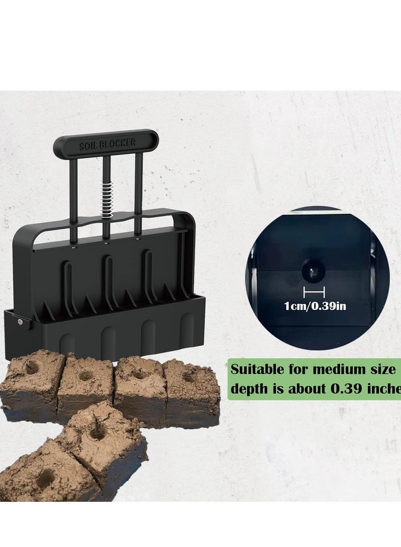 Generic Soil Blocker with Comfortable Handle 4 Cell Soil Block Maker 2 Inch Mold Tool Reusable for Seed Starting Germination Grow Seedling No Transplant Shock for Garden Soil Potting Outdoor Plants Used  - Image 3