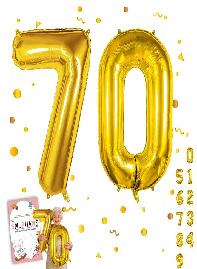 Smlpuame 40 Inch Gold Number 70 Balloon for 70th Birthday Decoration, Large Self Inflating Gold Foil Number Balloons 70 for Women Men 70 Year Old Party Anniversary Supplies - Image 1