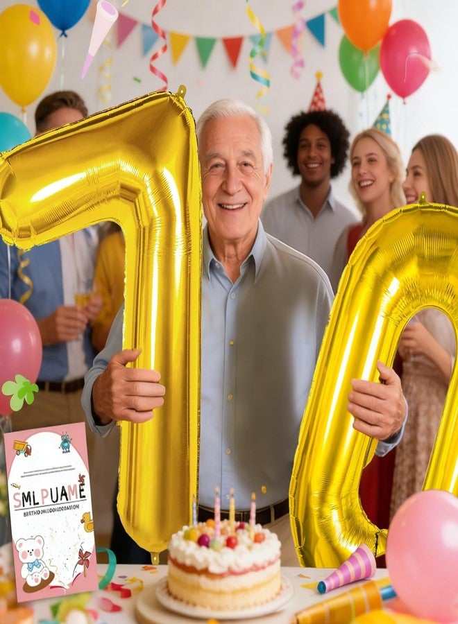 Smlpuame 40 Inch Gold Number 70 Balloon for 70th Birthday Decoration, Large Self Inflating Gold Foil Number Balloons 70 for Women Men 70 Year Old Party Anniversary Supplies - Image 5