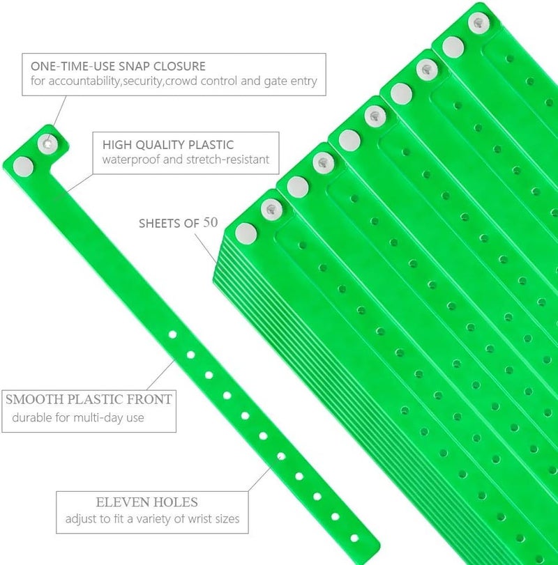 OUCHAN Plastic Event Wristbands Neon Green - 500 Pack Vinyl Wristbands for Parties - Image 2