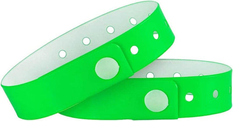 OUCHAN Plastic Event Wristbands Neon Green - 500 Pack Vinyl Wristbands for Parties - Image 1