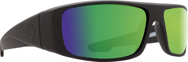 Spy Optic Logan Sunglasses with Happy Lens and Trident Polarization, Matte Black/Happy Bronze Polar with Green Spectra - Image 1