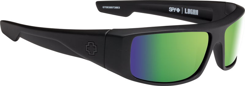 Spy Optic Logan Sunglasses with Happy Lens and Trident Polarization, Matte Black/Happy Bronze Polar with Green Spectra - Image 3