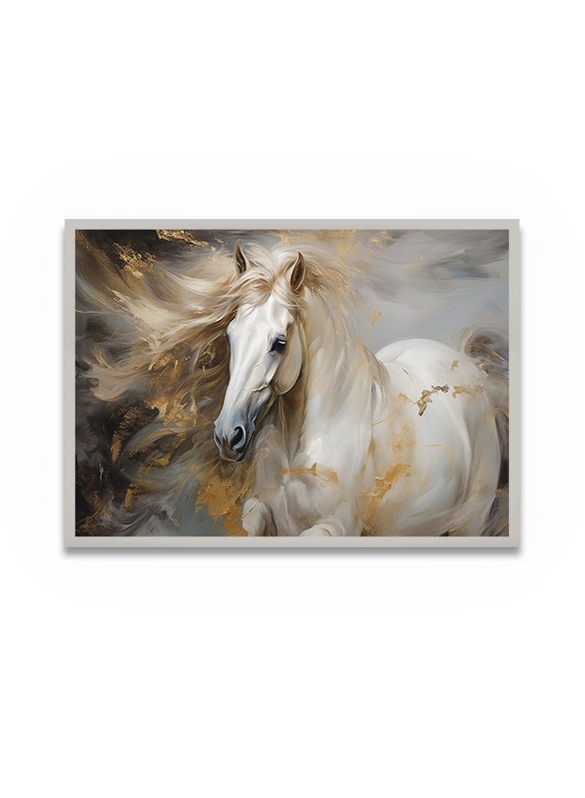 Marktna Canvas Wall Art For Wall Decoration Horse Design With A Hollow Silver Frame Size 120x80cmOne Piece - Image 2