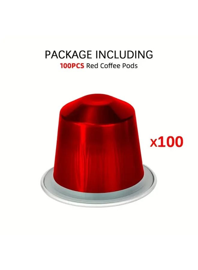 100 قطعة من كبسولات الإسبريسو الحمراء القابلة لإعادة الاستخدام المتوافقة مع آلات نسبرسو الأصلية - Image 1